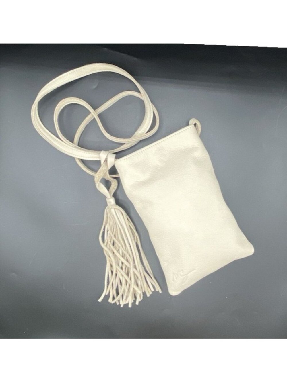 Molly G Frankie Crossbody Purse Genuine Cow Leather Made in USA Cream Beige